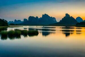 the li river in china. AI-Generated photo