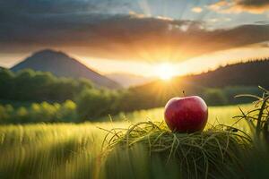 apple in the field. AI-Generated photo