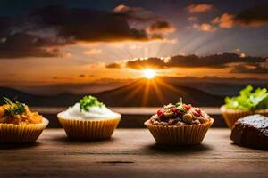 food on the table at sunset. AI-Generated photo