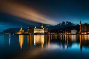 the city of luzern in the night. AI-Generated photo