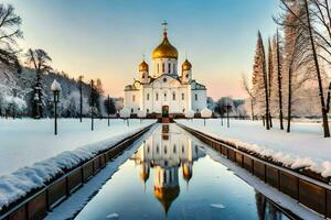 el catedral de el santo cruzar en Moscú, Rusia. generado por ai foto