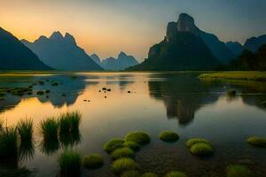 the li river in china. AI-Generated photo