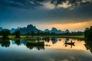 the li river in china. AI-Generated photo