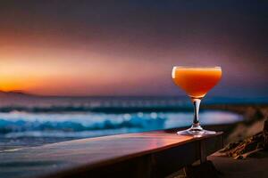 cocktail on the beach, sunset, sunset, sunset hd wallpaper. AI-Generated photo