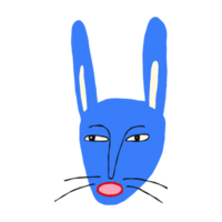 Comic bizarre bunny with lovely face. Cartoon character doodle style illustration png