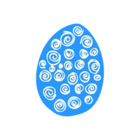 Blue decorated egg with spring decorations. Illustration in doodle style png