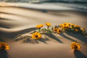 the beach flowers wallpaper. AI-Generated photo