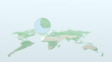 mundo mapa en perspectiva demostración el ubicación de el país sierra leona con detallado mapa con bandera de sierra leona vector