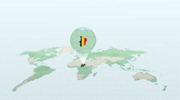 mundo mapa en perspectiva demostración el ubicación de el país Chad con detallado mapa con bandera de Chad. vector