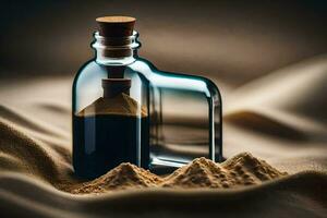 a bottle of sand with a bottle of sand. AI-Generated photo