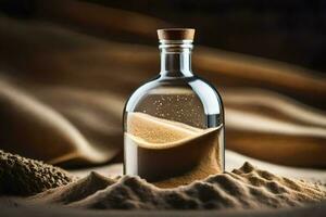 a bottle of sand with sand inside. AI-Generated photo