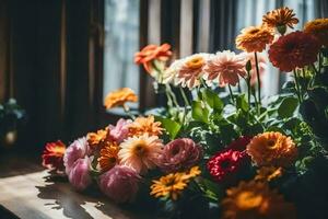 flowers in the sunlight. AI-Generated photo