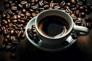 un taza de café es el Perfecto camino a comienzo tu día. generado por ai foto