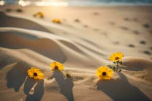 the beach flowers wallpaper. AI-Generated photo
