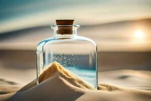 sand in a bottle. AI-Generated photo