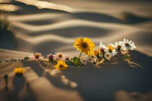 wildflowers in the sand. AI-Generated photo