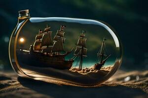 ship in a bottle, 3d, ship, ship in a bottle, ship in a bottle. AI-Generated photo