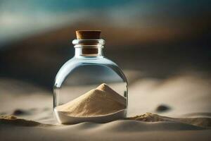 sand in a bottle. AI-Generated photo