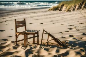 a chair on the beach. AI-Generated photo