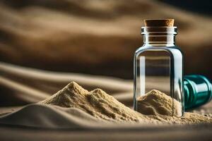 a bottle of milk powder and a glass bottle with sand. AI-Generated photo