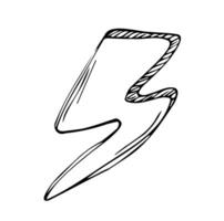 hand drawn electric lightning bolt symbol sketch illustration. thunder symbol doodle icon. design element isolated on white background. vector illustration.