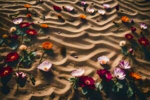 flores en el desierto. generado por ai foto