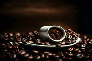 coffee beans on a plate. AI-Generated photo