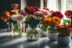 flowers in a jar. AI-Generated photo