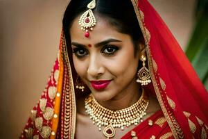 a beautiful indian bride in traditional attire. AI-Generated photo