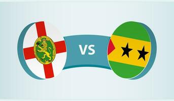 Alderney versus Sao Tome and Principe, team sports competition concept. vector