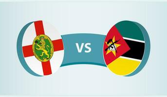 Alderney versus Mozambique, equipo Deportes competencia concepto. vector