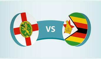 Alderney versus Zimbabue, equipo Deportes competencia concepto. vector