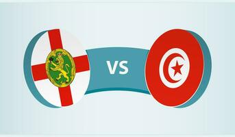 Alderney versus Tunisia, team sports competition concept. vector