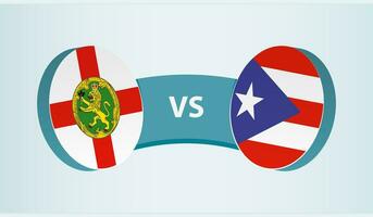 Alderney versus Puerto Rico, team sports competition concept. vector