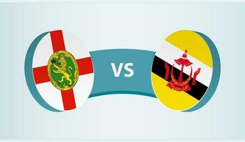 Alderney versus Brunei, team sports competition concept. vector