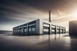 a large industrial building with a large factory. AI-Generated photo