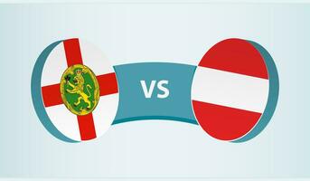 Alderney versus Austria, equipo Deportes competencia concepto. vector