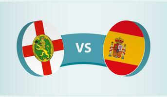 Alderney versus Spain, team sports competition concept. vector