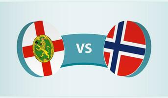 Alderney versus Noruega, equipo Deportes competencia concepto. vector