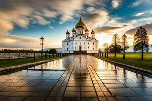 el catedral de el ruso ortodoxo Iglesia en el ciudad de kazán. generado por ai foto