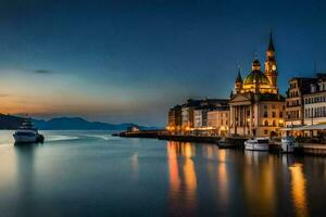 el ciudad de Lucerna a oscuridad. generado por ai foto