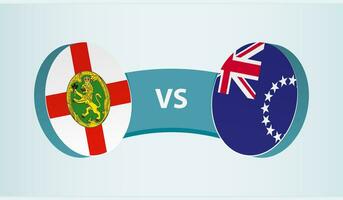Alderney versus Cook Islands, team sports competition concept. vector