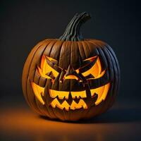 Scary halloween pumpkin with light ai generated photo