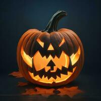 Scary halloween pumpkin with light ai generated photo