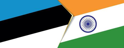 Estonia and India flags, two vector flags.