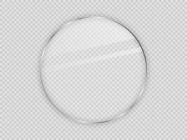 Glass plate in circle frame isolated on background. Vector illustration.