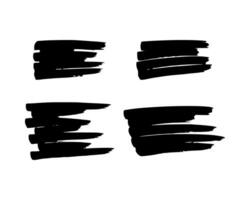 Scribble with a black marker. Set of four doodle style various scribbles. Black hand drawn design elements on white background. Vector illustration