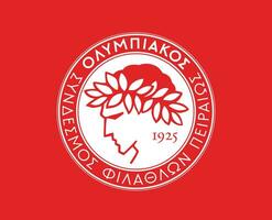 Olympiacos Club Symbol Logo Greece League Football Abstract Design Vector Illustration With Red Background