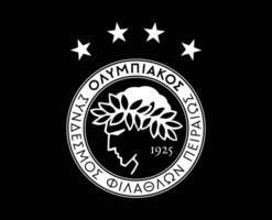 Olympiacos Club Logo Symbol White Greece League Football Abstract Design Vector Illustration With Black Background