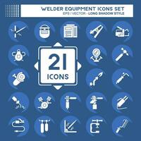 Icon Set Welder Equipment. related to Building Tool symbol. long shadow style. simple design editable. simple illustration vector